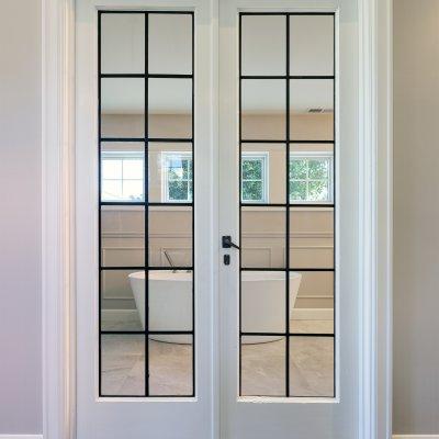 main bathroom with French doors